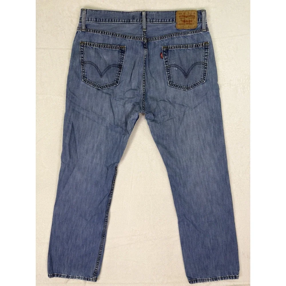 Levis 505 Jeans Mens 36x32 Blue Straight Medium‎ Wash Denim Mid Rise Workwear